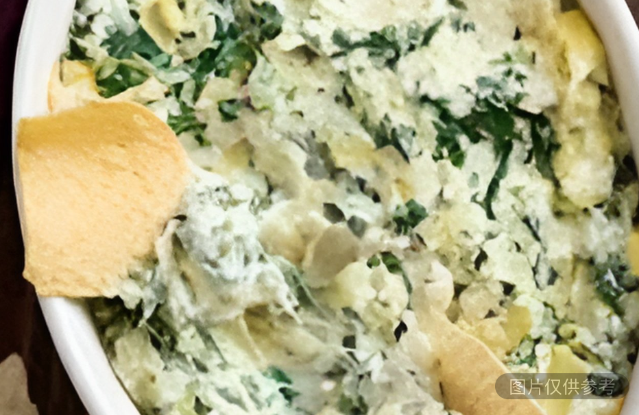 菠菜和朝鮮薊沾玉米片/法棍麵包