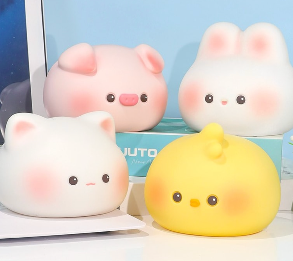 萌寵團子小夜燈拍拍燈 搪膠插電夜燈 創意生日禮物