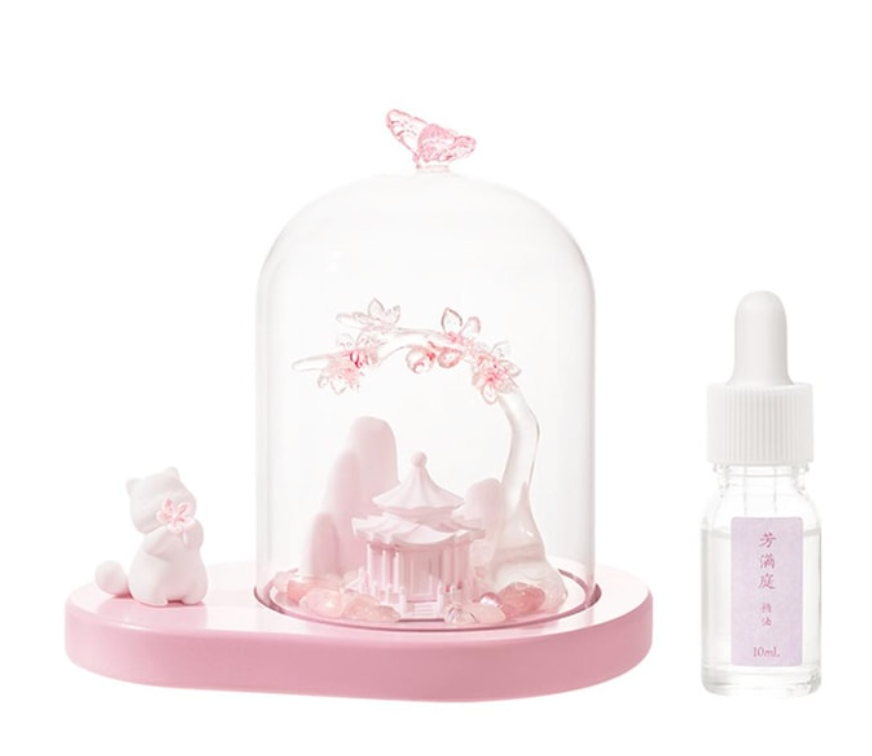 故宮文創 宮貓尋芳 無火香薰氣氛燈禮盒 擴香石香氛 天然晶石