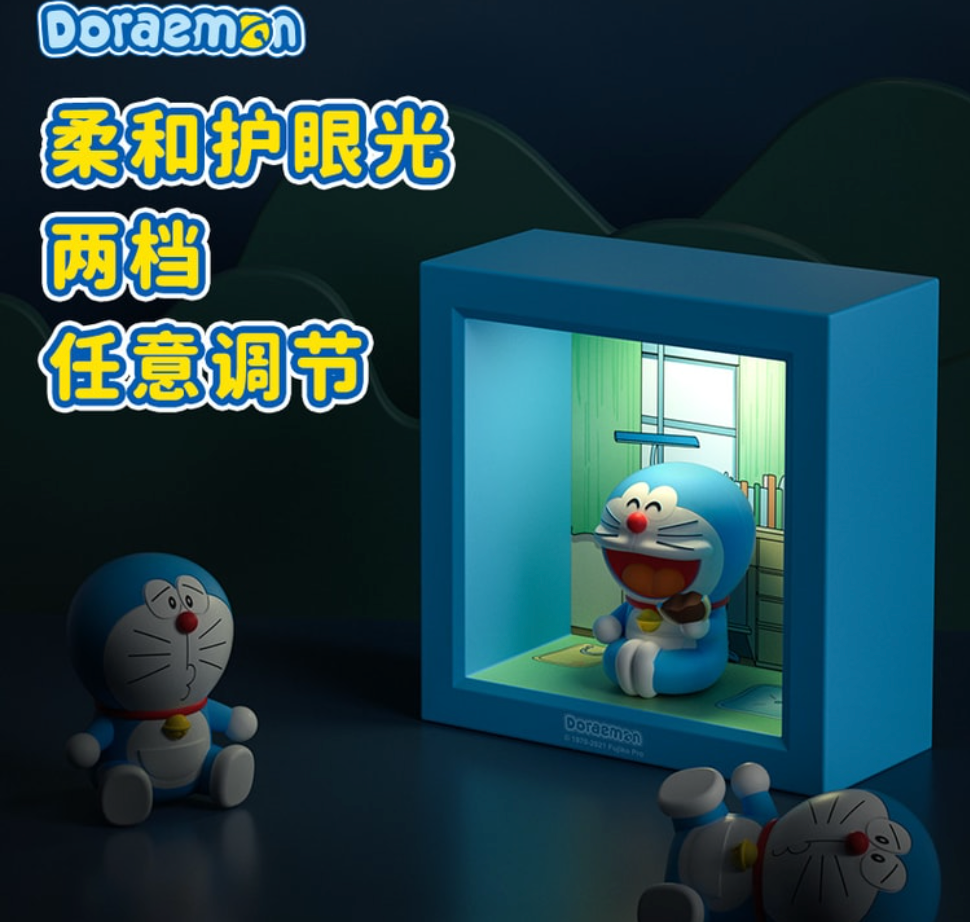 FOXTAIL 哆啦A夢小夜燈 柔和護眼 光可調節 卡通創意 相框桌面 1個