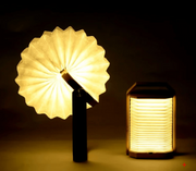 百變手提燈擺設 小夜燈LED閱讀燈露營燈 便攜式折疊木燈 黑色桃木 USB充電款