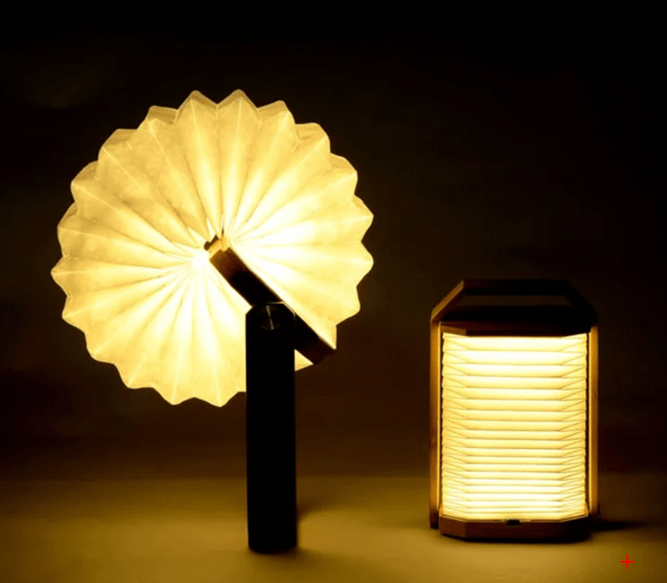 百變手提燈擺設 小夜燈LED閱讀燈露營燈 便攜式折疊木燈 黑色桃木 USB充電款