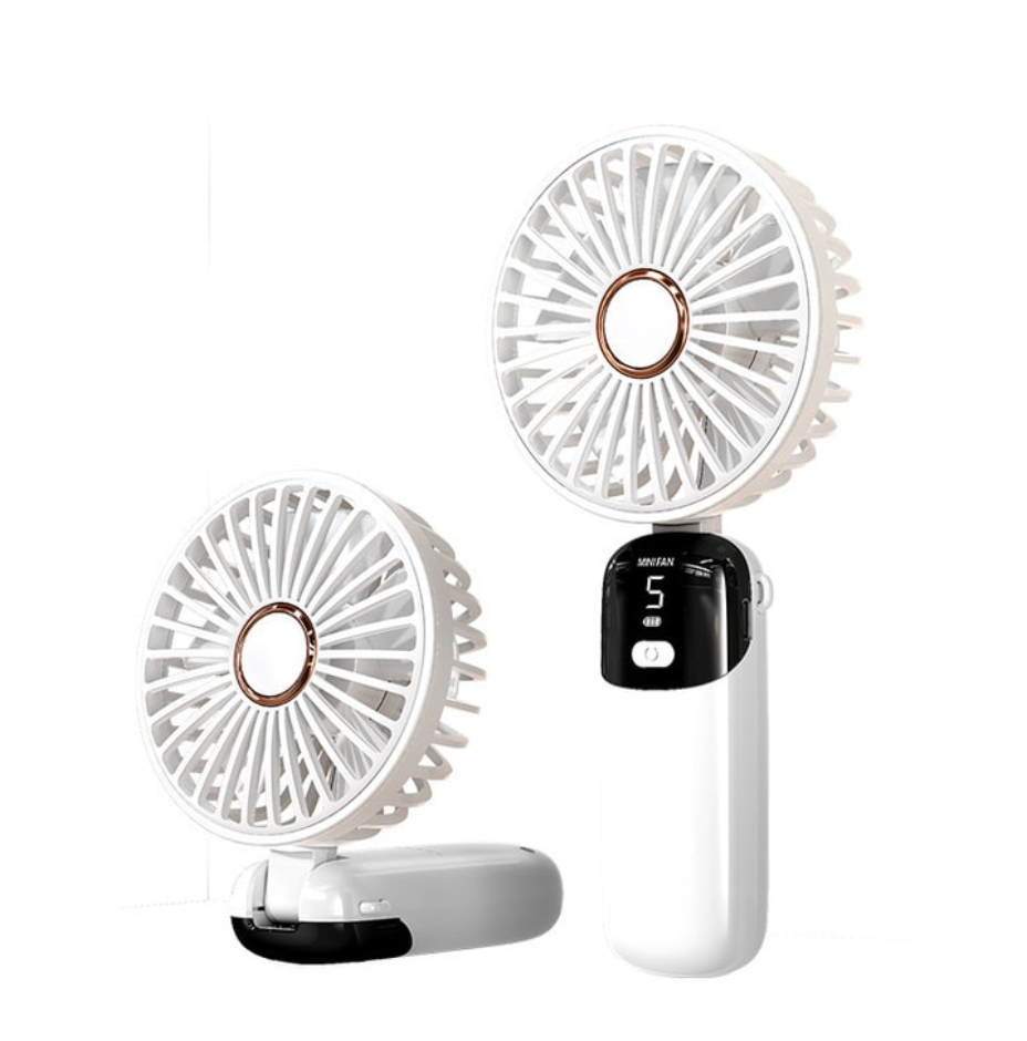 可折疊手持戶外風扇 數位顯示 風力可調 冰爽全身 類比自然風 長時效續航 9-10小時 USB充電