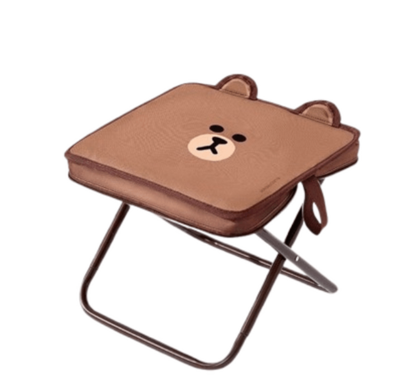 日本 LINE FRIENDS 折疊凳子便攜式戶外露營椅子旅行 經典布朗-筆袋折疊馬扎 1個