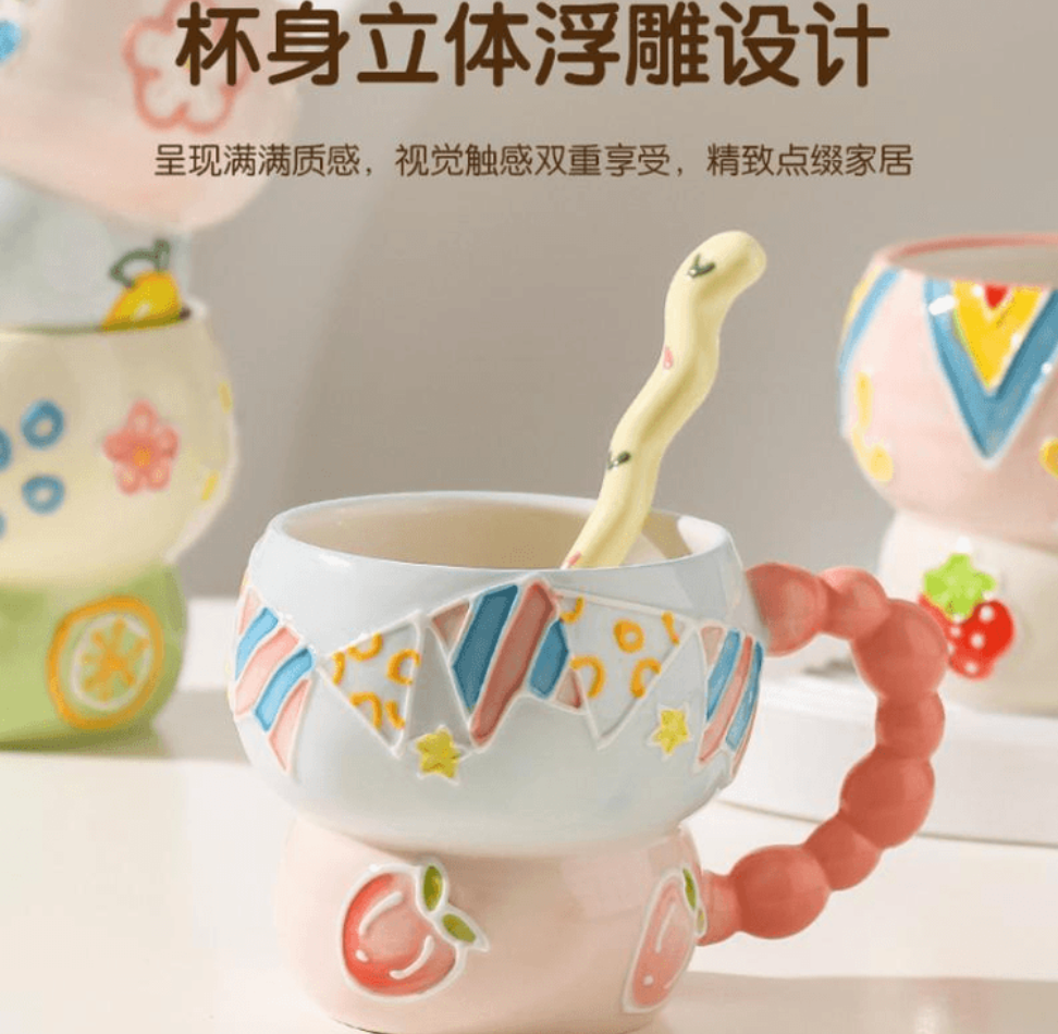 川島屋 創意馬克杯水蜜桃葫蘆杯380ml*1個