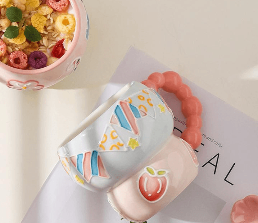 川島屋 創意馬克杯水蜜桃葫蘆杯380ml*1個