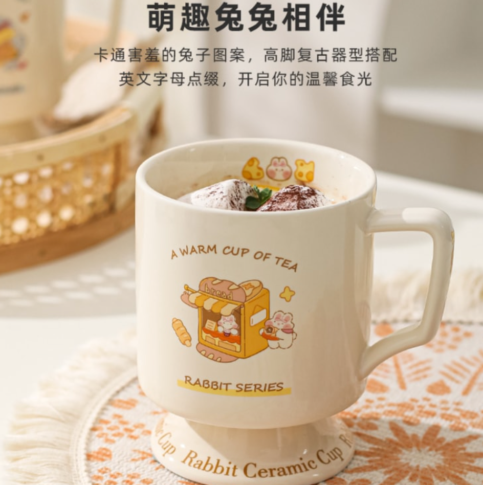川島屋 陶瓷麵包黃兔子馬克杯420ml*1個