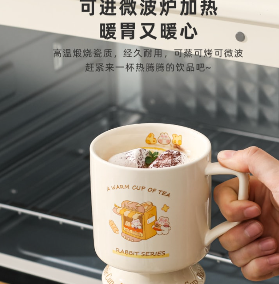 川島屋 陶瓷麵包黃兔子馬克杯420ml*1個