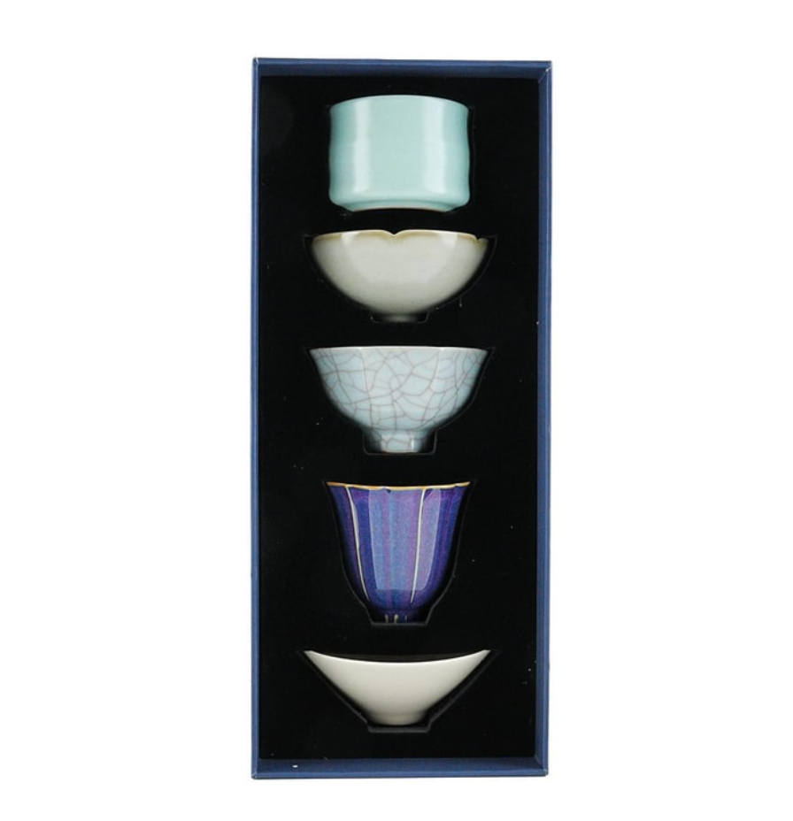 故宮文創 五大名窯茶具禮盒 陶瓷杯組 汝窯官窯哥窯鈞窯定窯 1盒5杯