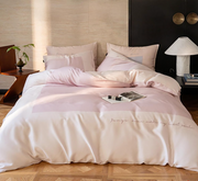 YUNYU芸裕家居 簡約輕奢雙拼60S蘭精天絲四件組 夏天必備床品 清涼透氣 胭脂粉/淡雅藍 220cm×240cm/200cm x 230cm