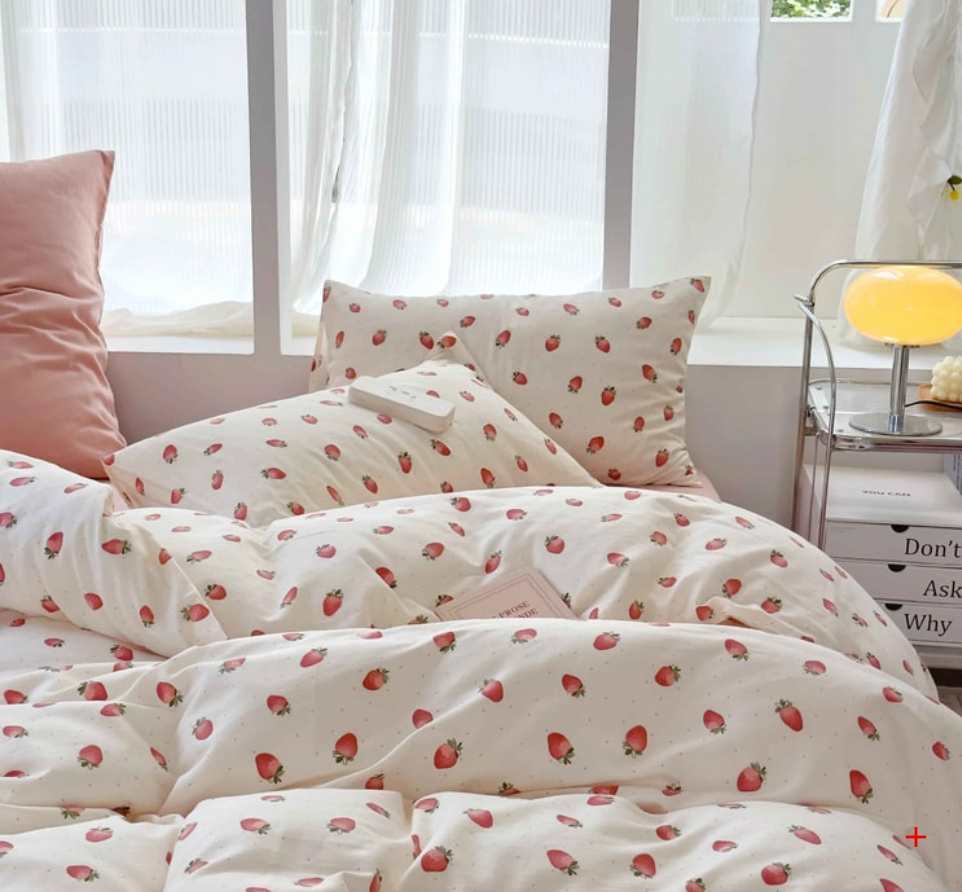 Lullabuy 莫奈花園 純棉床上三件套四季床品床單被套家居用品(床單*1+被套*1+枕頭套*1)紫色恬夢 備註size