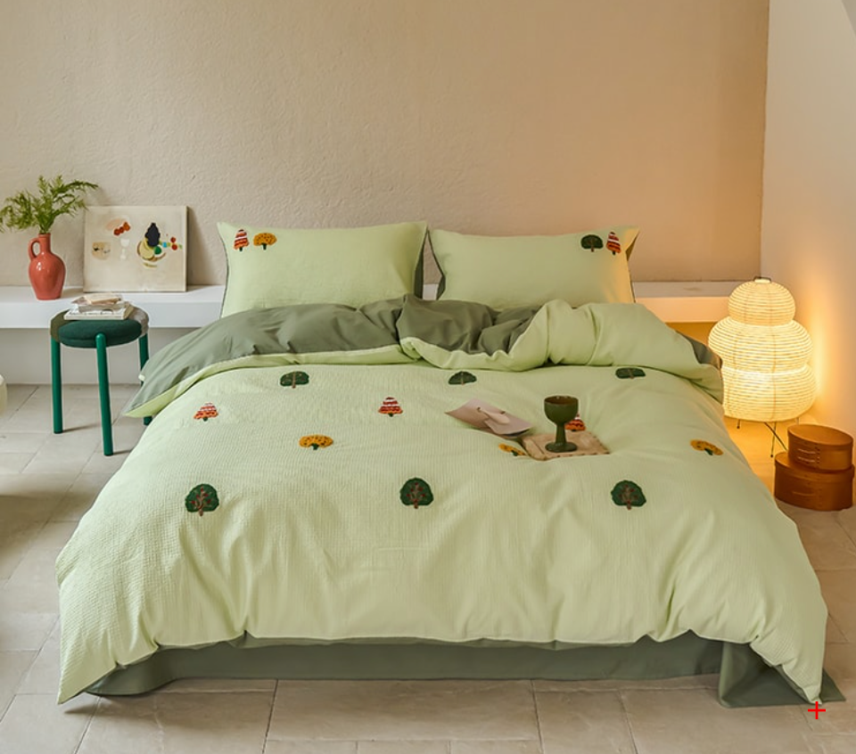 【中國直郵】 Lullabuy 班納狗華夫格 純棉床上用品三件套床品宿舍臥室必備(床單*1+被套*1+枕頭套*1)額外贈送抱枕 Twin Size / Double Size / King Size