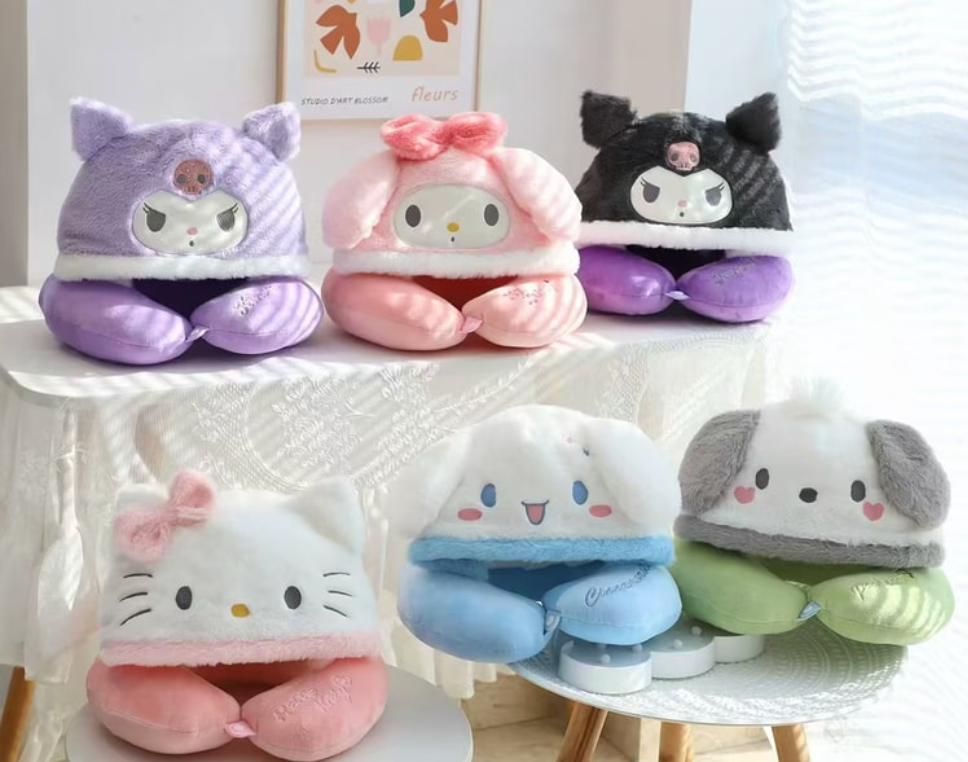 FOXTAIL 護頸枕便攜連帽頸枕 辦公室午睡枕頭卡通U型枕