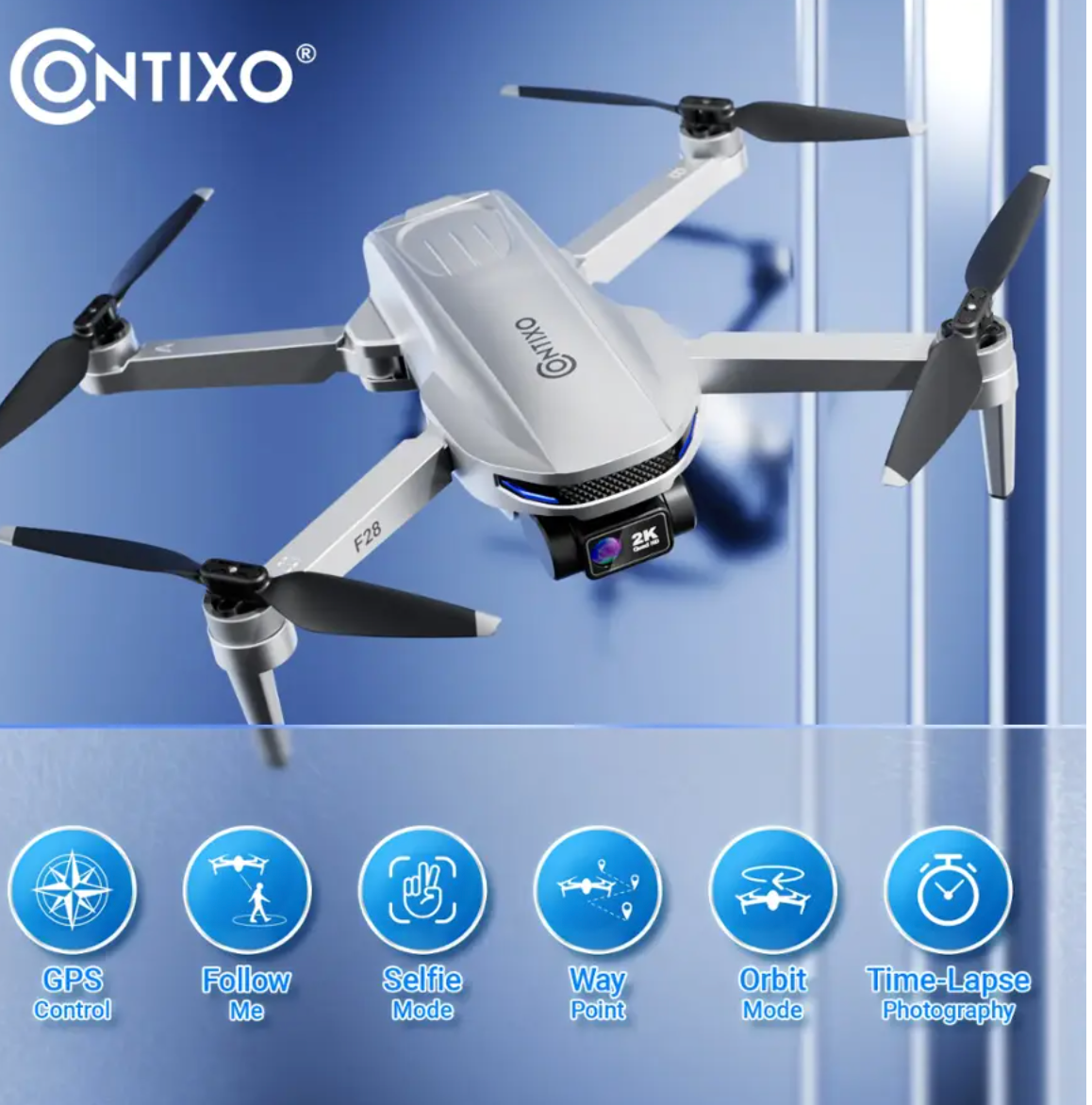 Contixo F28 GPS無人機（附遙控器）-銀色