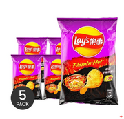 台灣版LAY'S樂事洋芋片 韓式地獄辛拉麵口味 59.5g *5【5份超值裝】