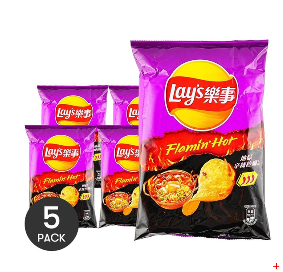 台灣版LAY'S樂事洋芋片 韓式地獄辛拉麵口味 59.5g *5【5份超值裝】
