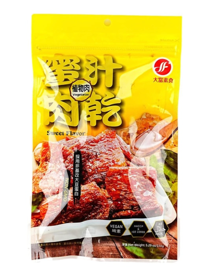 台灣大富素食 蜜汁/泰式檸檬味 純素食肉乾 150g