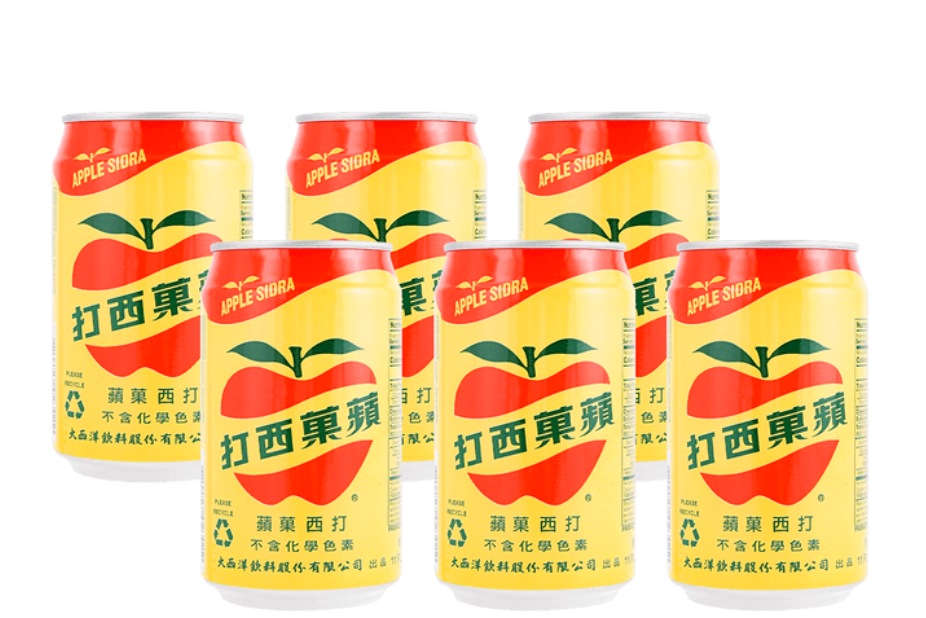 【超值裝】台灣大西洋 蘋果西打氣泡飲料 不含化學色素 330ml *6瓶【超火爆品】