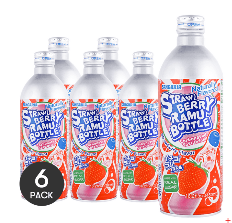 日本SANGARIA三佳麗 波子汽水 碳酸飲料 草莓口味 480ml *6【6份超值裝】