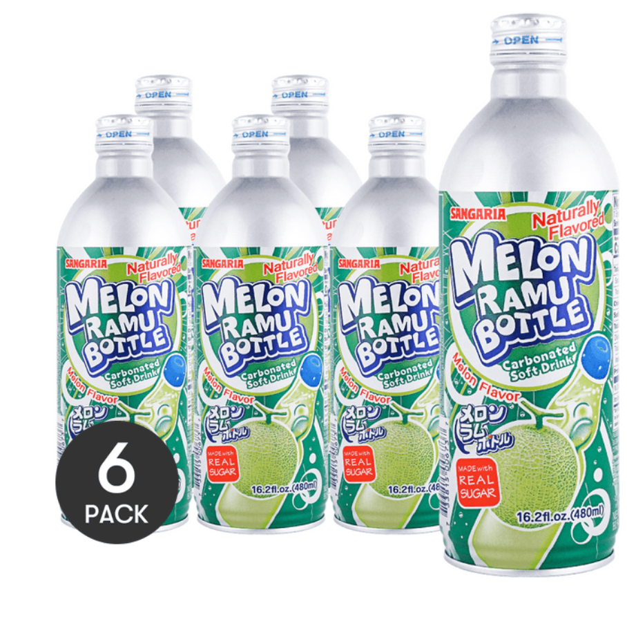 日本SANGARIA三佳麗 波子汽水 碳酸飲料 哈密瓜口味 鋁罐裝 480ml *6【6份超值裝】