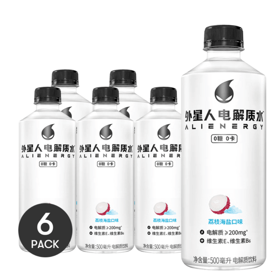 元氣森林 外星人電解質水 荔枝海鹽 500ml*6瓶【超值裝】【0糖0卡】