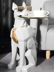 狗狗造型樹脂邊桌 附托盤桌面和紙巾盒