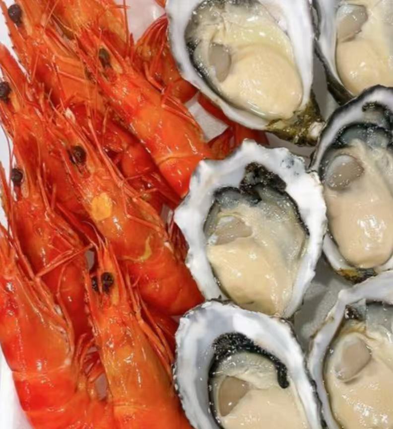 熟老虎蝦 拼 太平洋生蠔