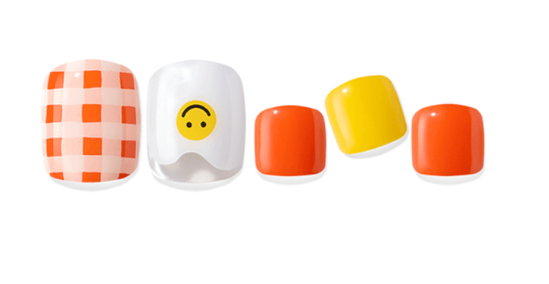 韓國EDGEU 足部美甲凝膠貼指甲貼片 美味微笑格子/彩虹棉花糖/紅日/開心花雲朵