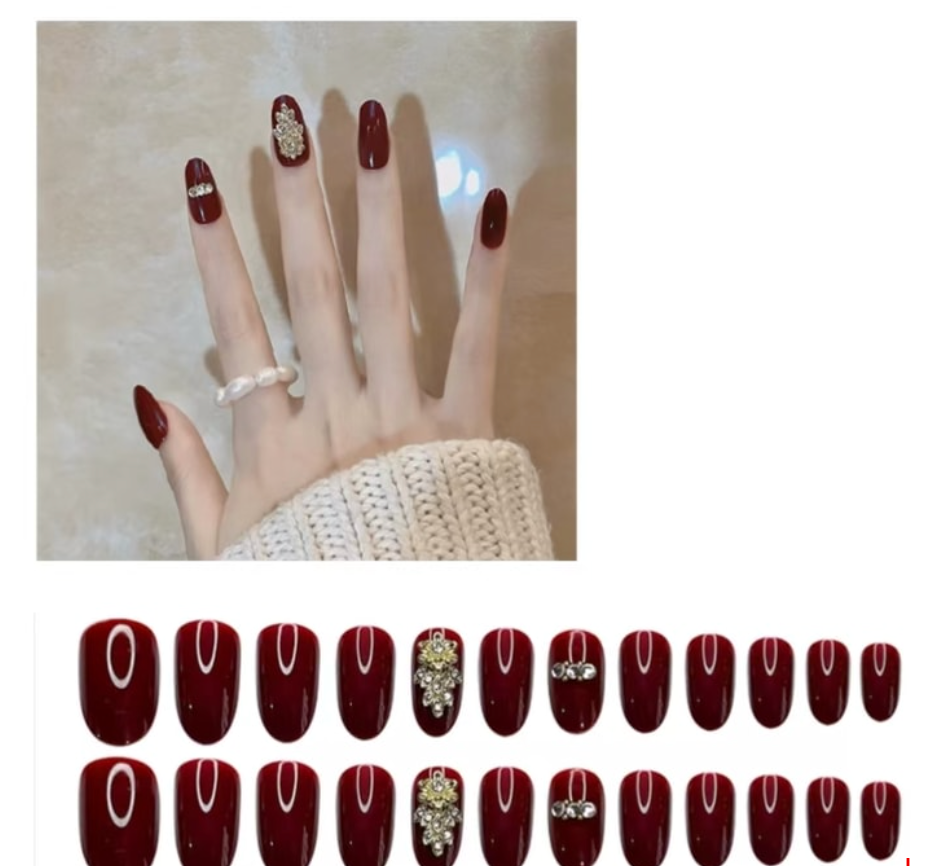 手工穿戴甲 短款甲片美甲貼紙 書翠年華【新年款】