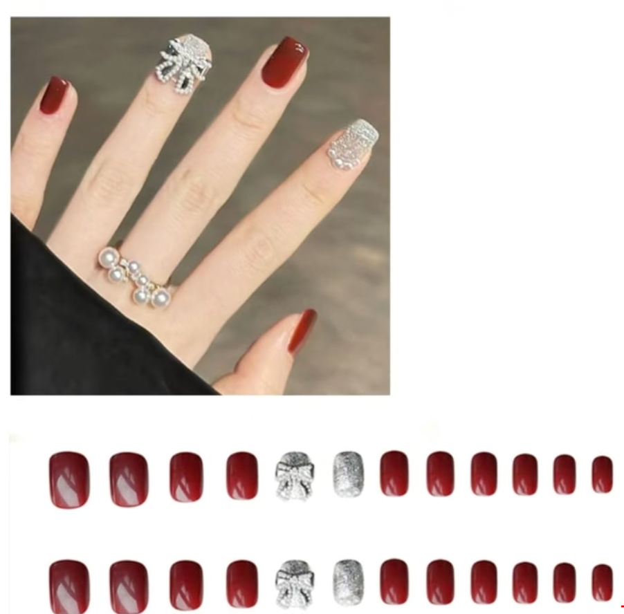 手工穿戴甲 短款甲片美甲貼紙 書翠年華【新年款】