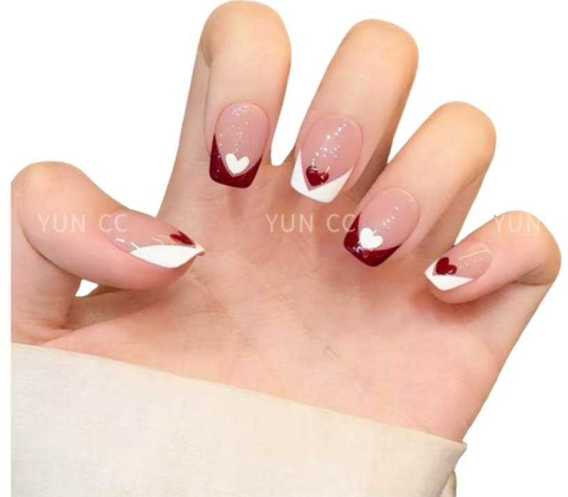 雲皙 純手工美甲高級感成品貓眼短指甲貼片甜心派對S10片*1盒