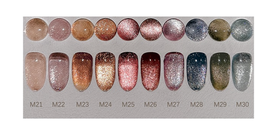 櫻禾nail 【春夏秋冬 M系列】 爆閃貓眼膠指甲油套裝 共40色甲油膠 美甲色膠5g *10瓶套裝 春/夏/秋/冬 四款可選