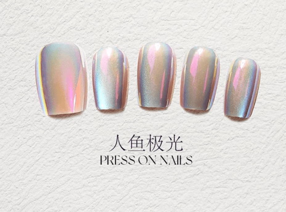 心願先生 短款貓眼絕美甲片美甲穿戴甲人魚極光均碼SML30片*1件