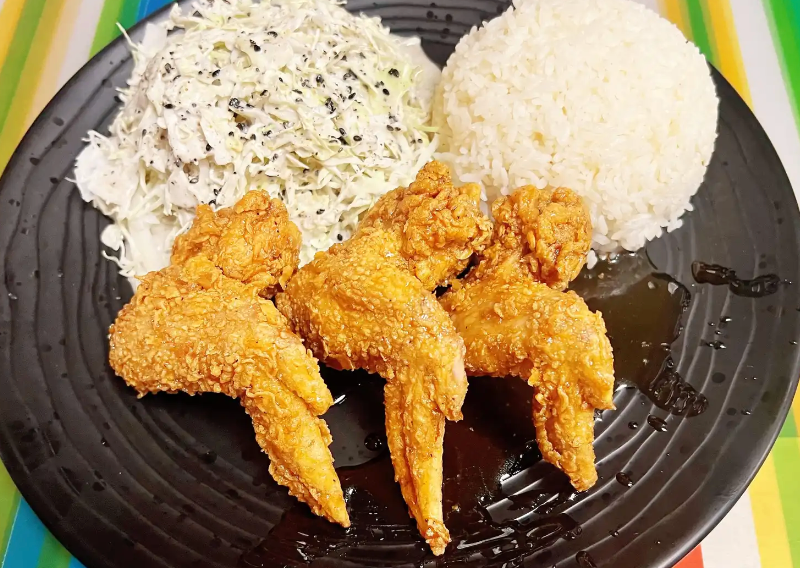 蒜蓉醬油三全翅飯