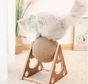 360°貓抓球 - 創新貓抓柱，帶旋轉劍麻球，堅固的木製框架