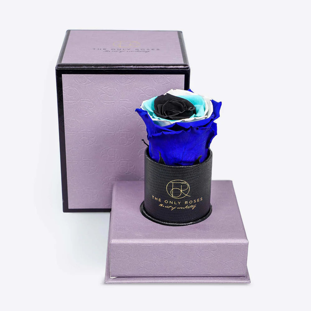 黑色皮革小圓帽盒中的邪惡之眼符號