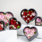 灰色經典小愛心影盒混合花卉愛情版
