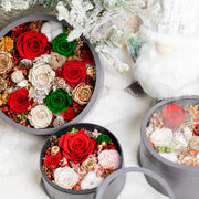 灰色經典小圓形陰影盒混合花卉節日版