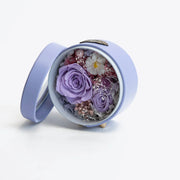 紫色皮革圓形影盒 混合花卉