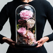 高玻璃穹頂腮紅永生花混合花藝