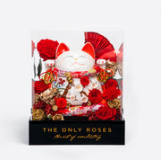 奢華招財貓紅色混合花藝設計