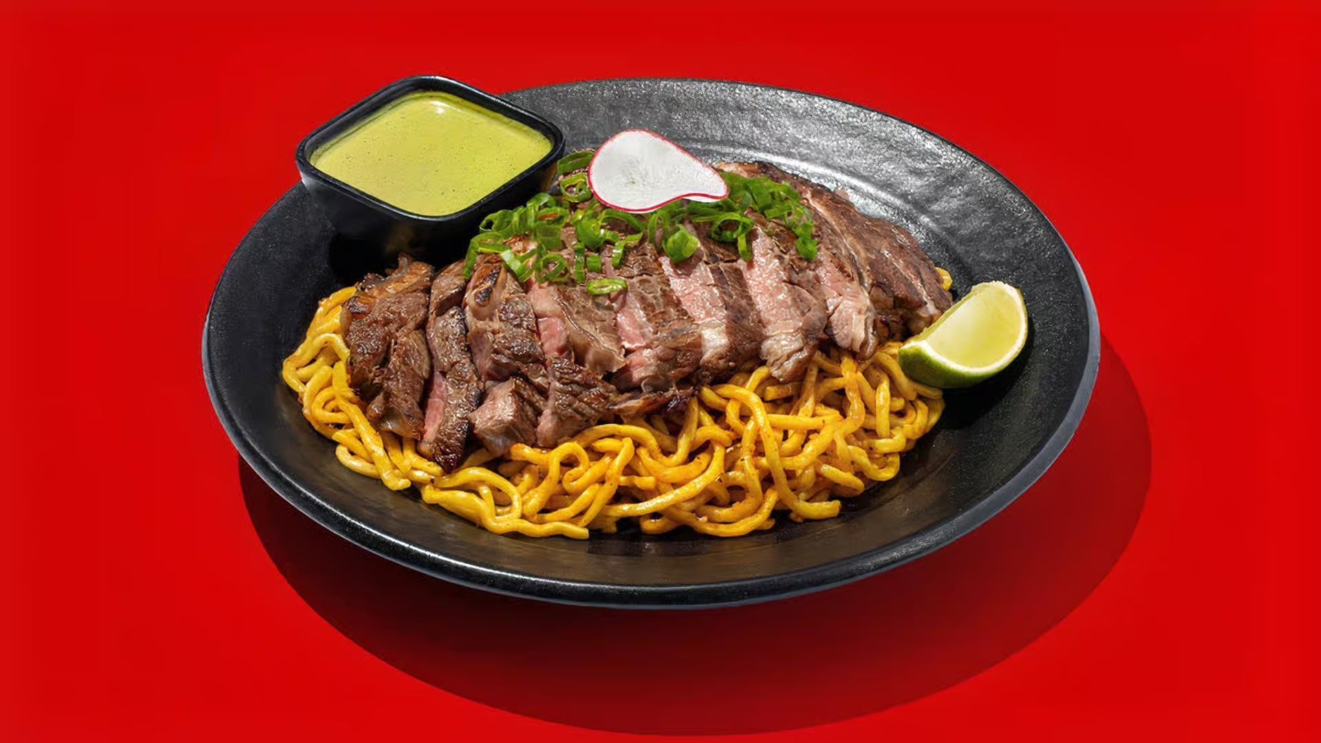 肋眼牛排卡真蒜香麵