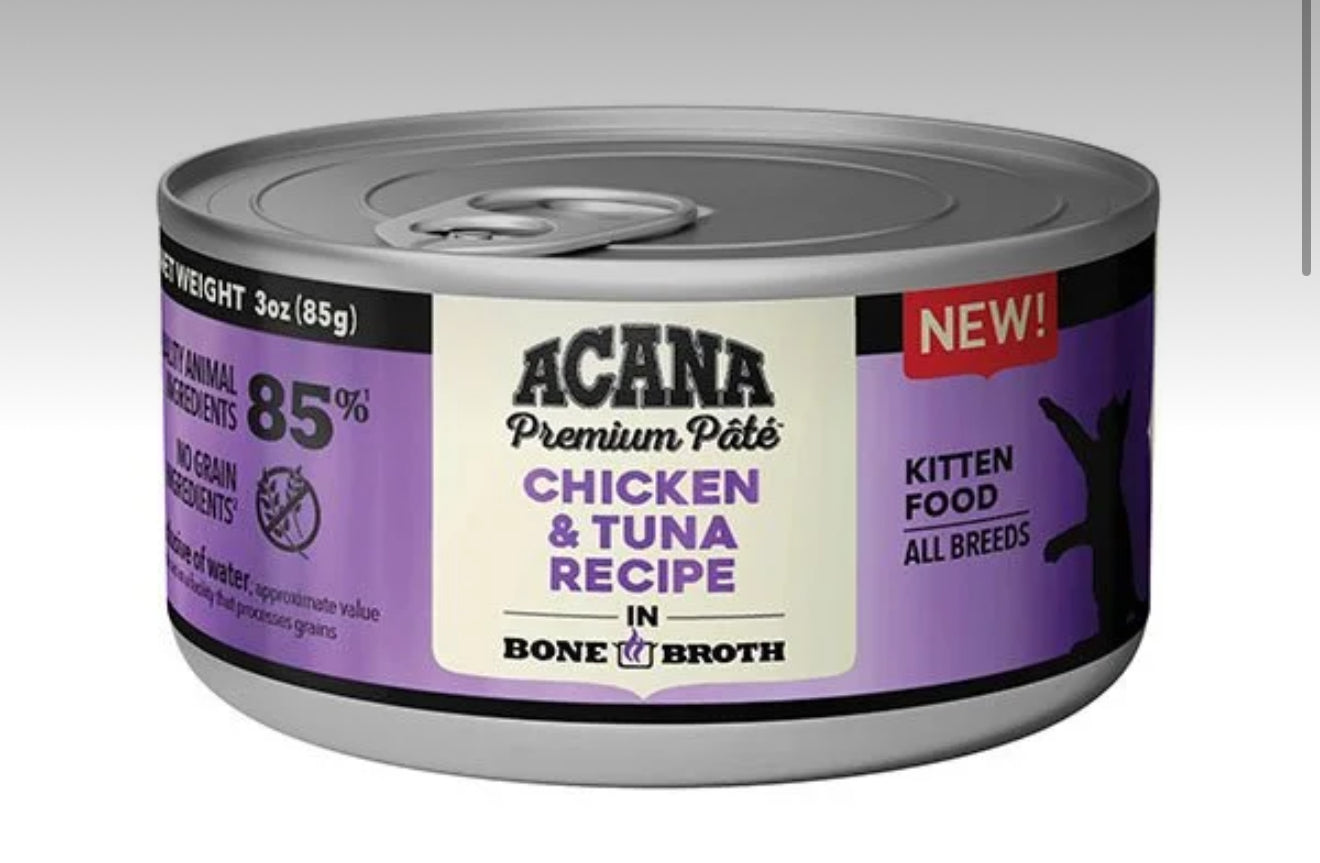 Acana 幼貓雞肉與金槍魚肉湯貓糧 3盎司24罐裝