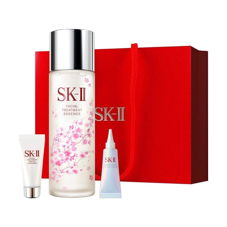 日本 SK-II 新生命面部護理精華櫻花限量套裝 神仙水230ml + 全新美白精華素小燈泡 10ml +洗面乳 20g