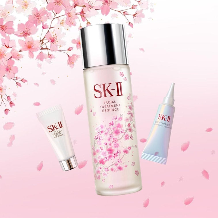 日本 SK-II 新生命面部護理精華櫻花限量套裝 神仙水230ml + 全新美白精華素小燈泡 10ml +洗面乳 20g