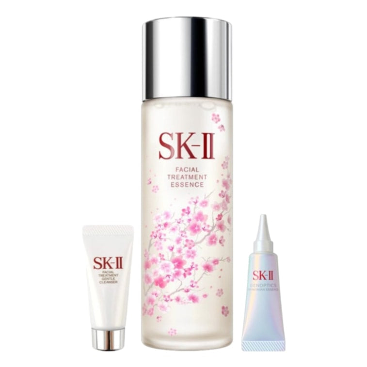 日本 SK-II SK2新生命面部護理精華櫻花限量套裝 神仙水限定版 230ml + 全新光子小燈泡美白精華液 10ml +溫和版洗面乳 20g櫻花限定版