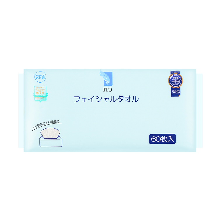 日本ITO艾特柔 紙抽裝美容擦臉巾 純棉潔面巾洗臉巾 乾濕兩用 60片 *3