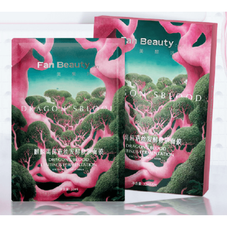 FAN BEAUTY 麒麟竭菌菇絲發酵修護⾯膜 龍血面膜 急救補水保濕修復 舒緩祛紅維穩健強韌 32ml*5片