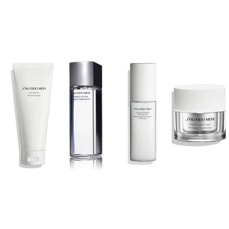 日本本土版 SHISEIDO資生堂 MEN 男士護膚套裝 潔面130g +清爽水 1號 150ml +乳100ml控油清爽補水+面霜50g 四件套