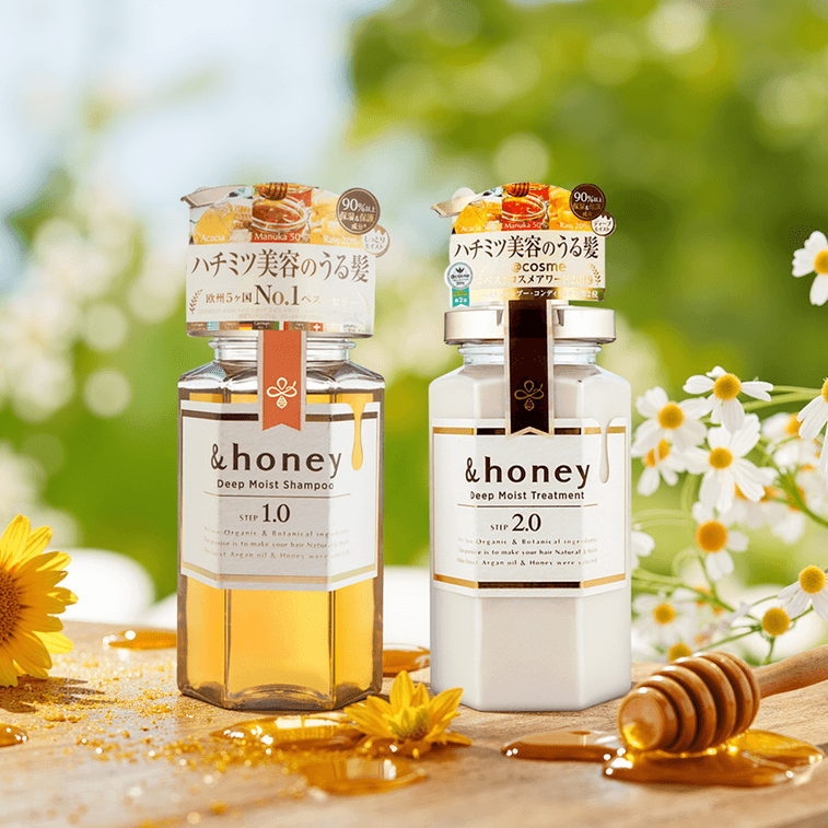 日本&HONEY安蒂花子 無矽油蜂蜜洗髮精護髮素套裝 補水保濕 護髮滋養 440ml+455g